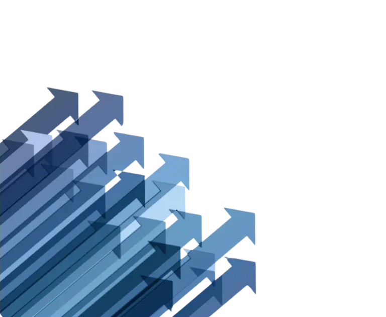 Dunkelblaue Pfeile, die schräg nach oben zeigen, mit verschiedenen Transparenzeffekten.